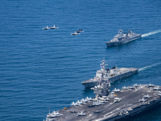 Ejercicios conjuntos de EE.UU. y Corea del Sur, con la participación del portaviones estadounidense USS Carl Vinson, en el Pacífico occidental, el 3 de mayo de 2017.